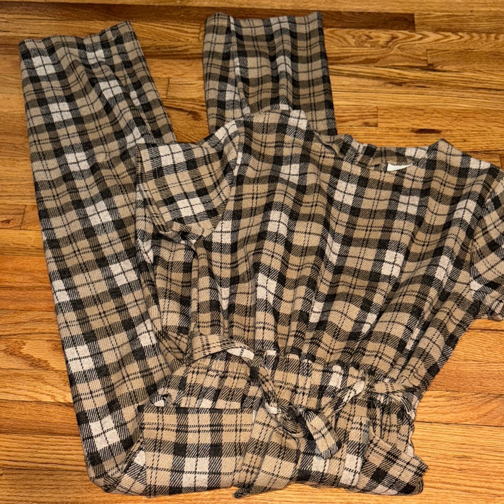 Zara Plaid Jumpsuit in Brown and Black
